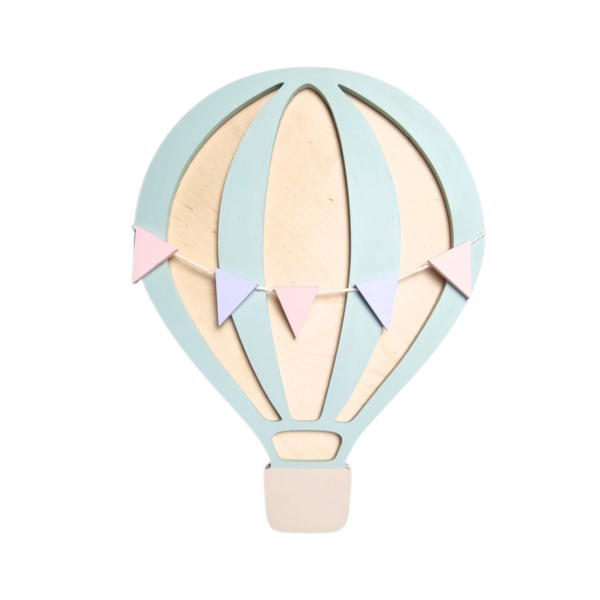 Lampka BALON Błażej z girlandą Ręcznie robione lampki nocne z naturalnego drewna DekoDrewno
