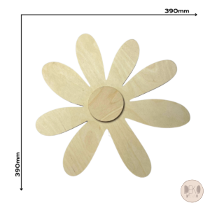 Lampka LED beżowy kwiatek drewniana nocna lampka na białym tle wymiar 390 x 390