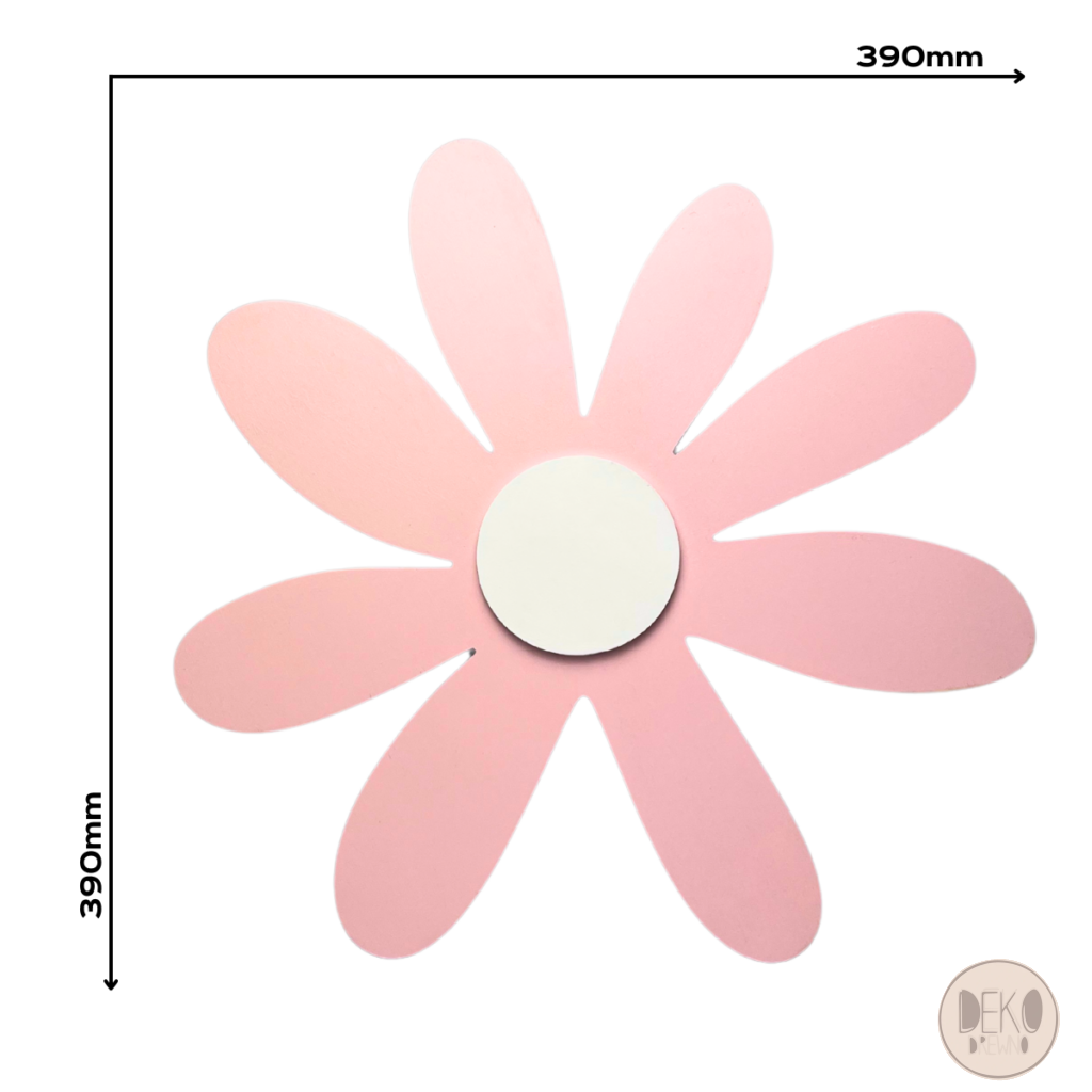 Lampka LED różowy kwiatek drewniana nocna lampka białe tło wymiar 390 x 390
