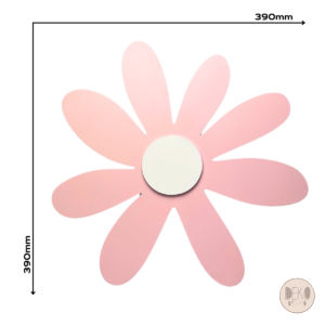 Lampka LED różowy kwiatek drewniana nocna lampka białe tło wymiar 390 x 390