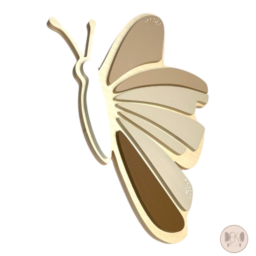 Lampka Led Motyl brąz to naturalna drewniana nocna lampka